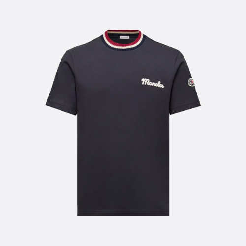 몽클레르 로고 자수 반팔 셔츠