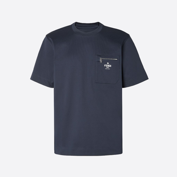 펜디 프린트 포켓 반팔 티셔츠, 로얄 블루
