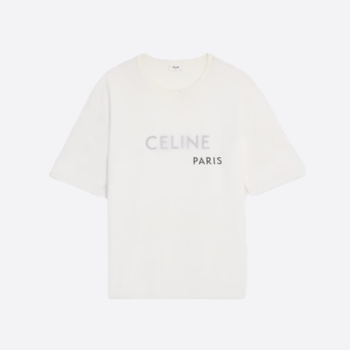 셀린느 프린트 코튼 이중 레이어 반팔 셔츠