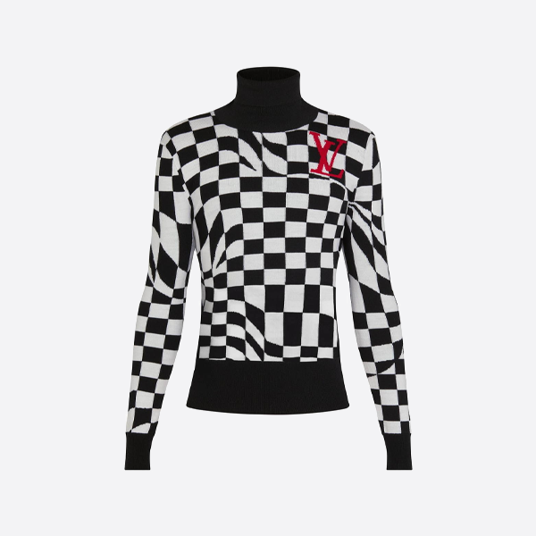 루이비통 트위스트 블랙 앤 화이트 체크 스웨터