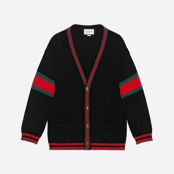 구찌 케이블 니트 스웨터, 블랙