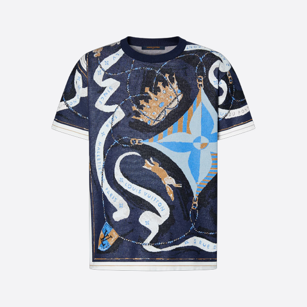 루이비통 크라운 자카드 크루넥 니트 스웨터 반팔