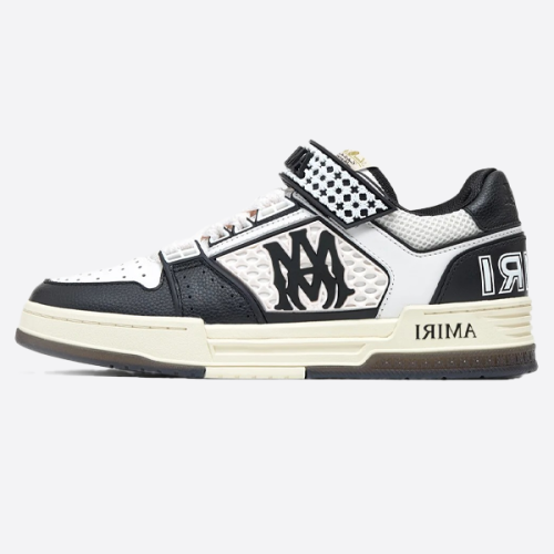 아미리 가죽 라운드 토 벨크로 스니커즈