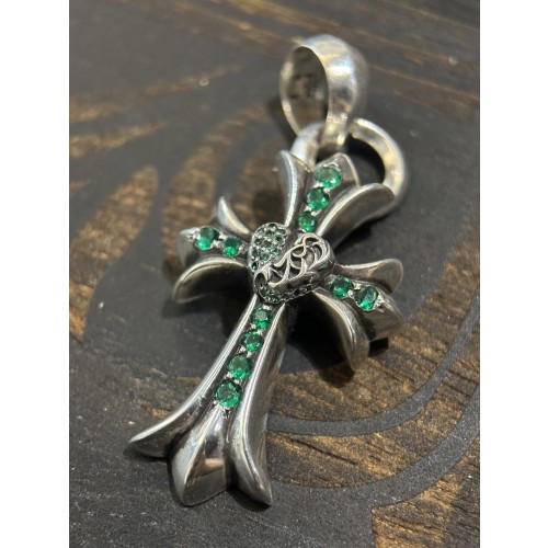 크롬하츠 그린 다이아몬드 덩굴 하트 펜던트