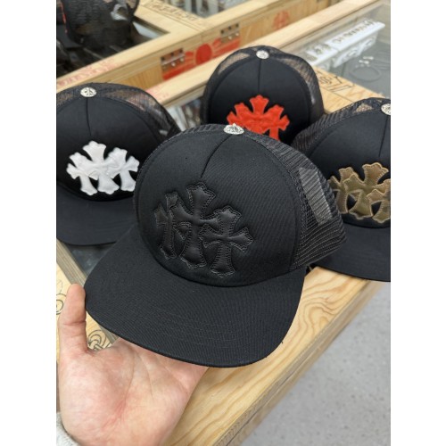 크롬 하츠 블랙 쓰리 크로스 패치 야구 모자