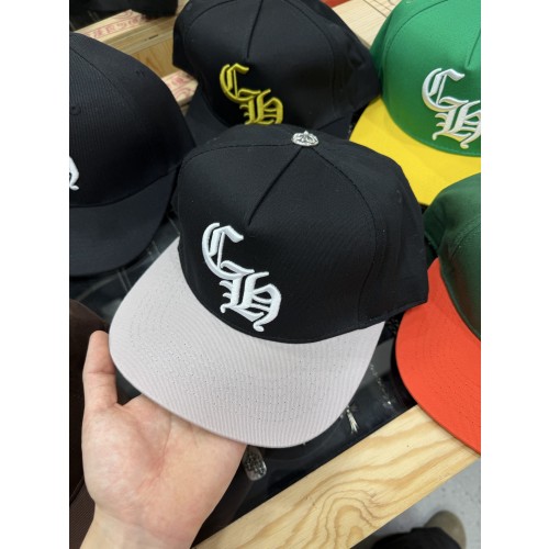 크롬 하츠 블랙 앤 그레이 자수 로고 야구 모자