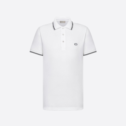 디올 자수 레터링이 새겨진 폴로 반팔 셔츠