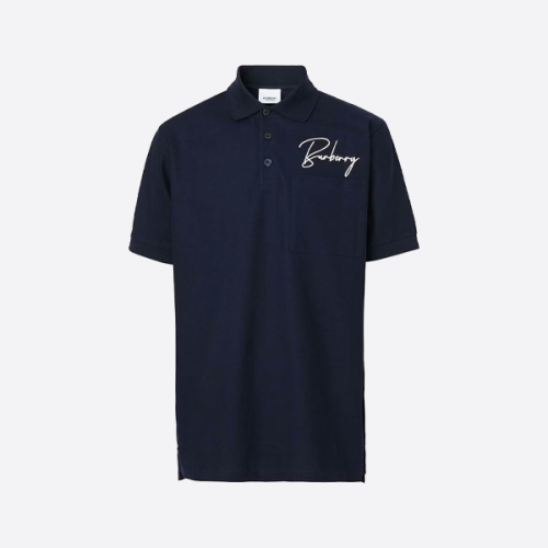 버버리 아트 시그니처 반팔 폴로 셔츠, 블루