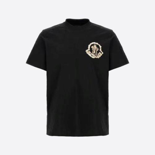 몽클레르 플라스티졸 프린트 반팔 티셔츠, 블랙